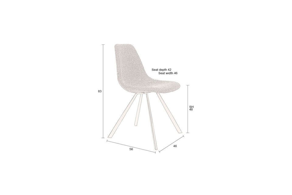 Chaise en tissu bouclé ocre Franky - 10