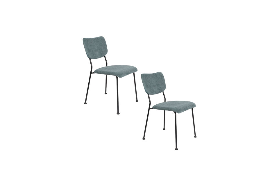 Chaise en tissu gris-bleu Benson - 7