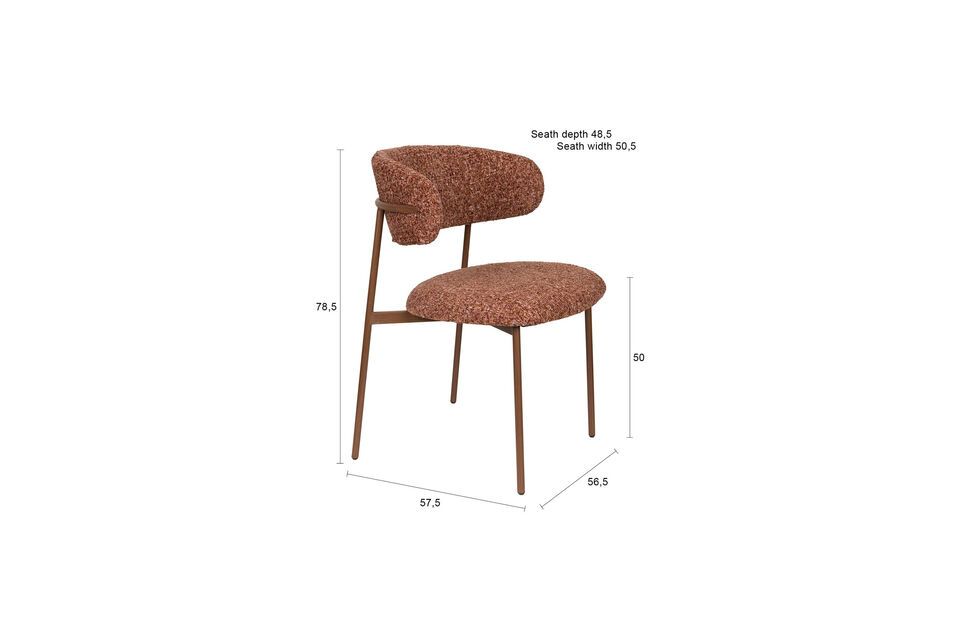Chaise en tissu rouge Claes - 8