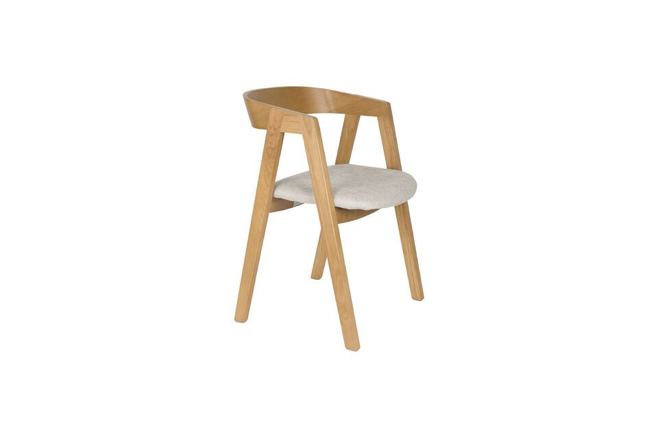 Ce dialogue entre le doux ton beige de l\'assise et la teinte profonde des pieds en bois foncé
