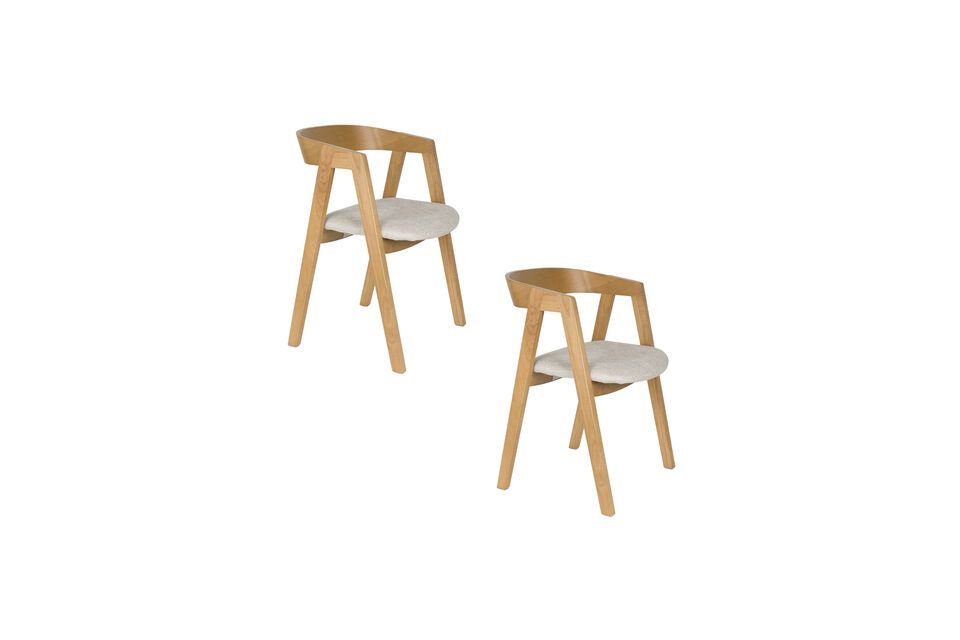 Chaise en tissue beige Mads - 9