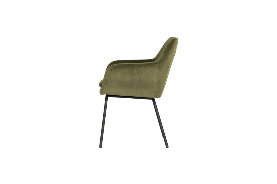 Le tissu velours doux (100% polyester) de couleur vert riche offre un confort d\'assise