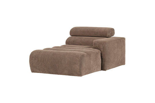 Chaise longue accoudoir droit tissu côtelé taupe NOVI Détouré