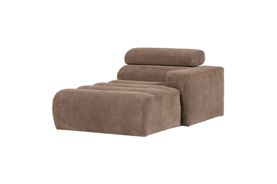 Chaise longue accoudoir droit tissu côtelé taupe NOVI Woood