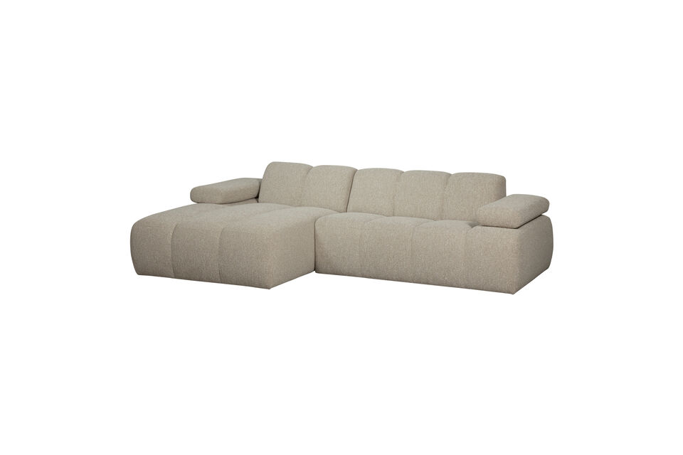 Chaise longue bank links bouclé beige melange Mojo Woood