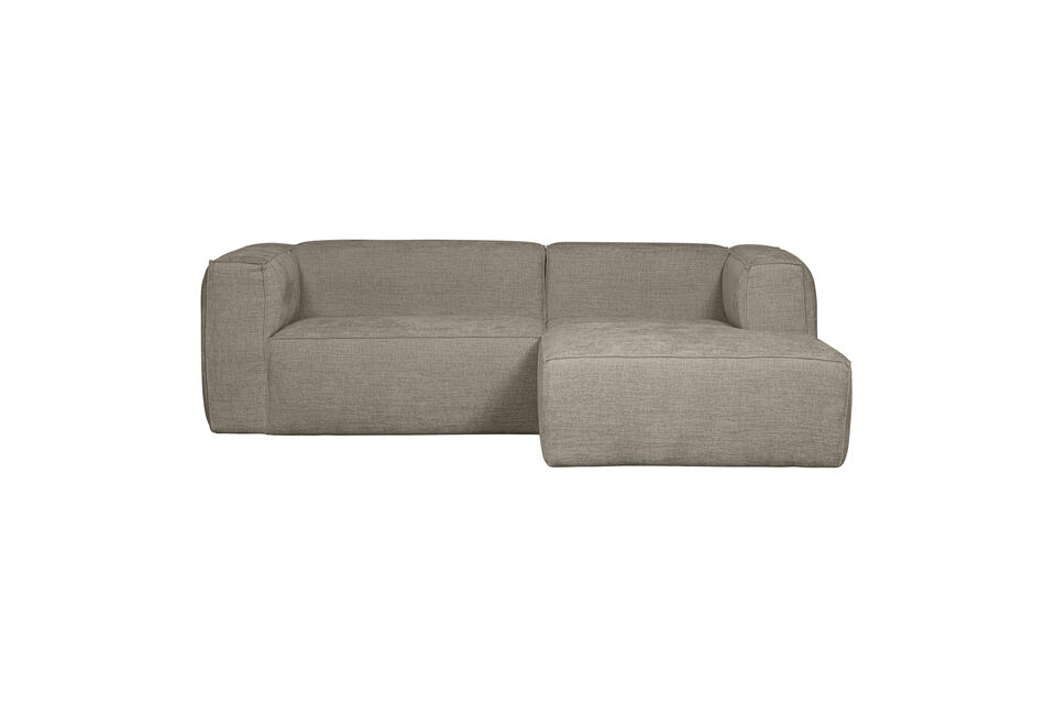 Stoere chaise longue bank Bekleed met een grove melange stof met royale textuur Robuust zichtbaar