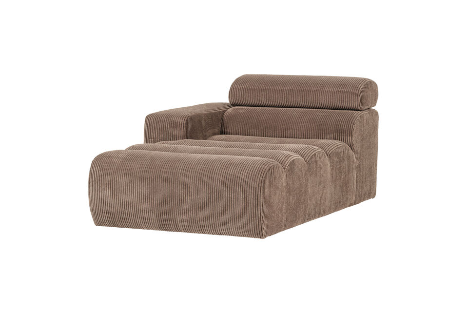 Chaise longue element arm left rib fabric taupe NOVI Woood