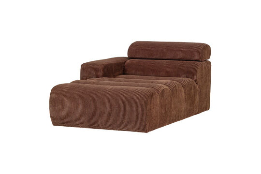Chaise longue modulable accoudoir gauche velours côtelé terra NOVI