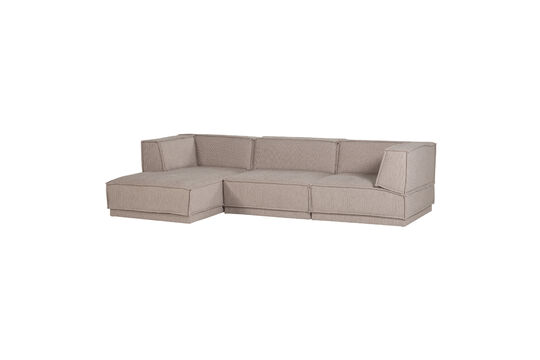 Chaise longue sofa left coarse chenille natural Manu Clipped