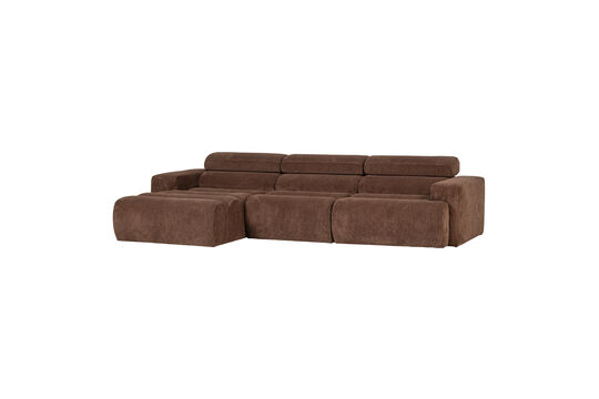 Chaise longue sofa left mocha brown rib fabric NOVI Clipped