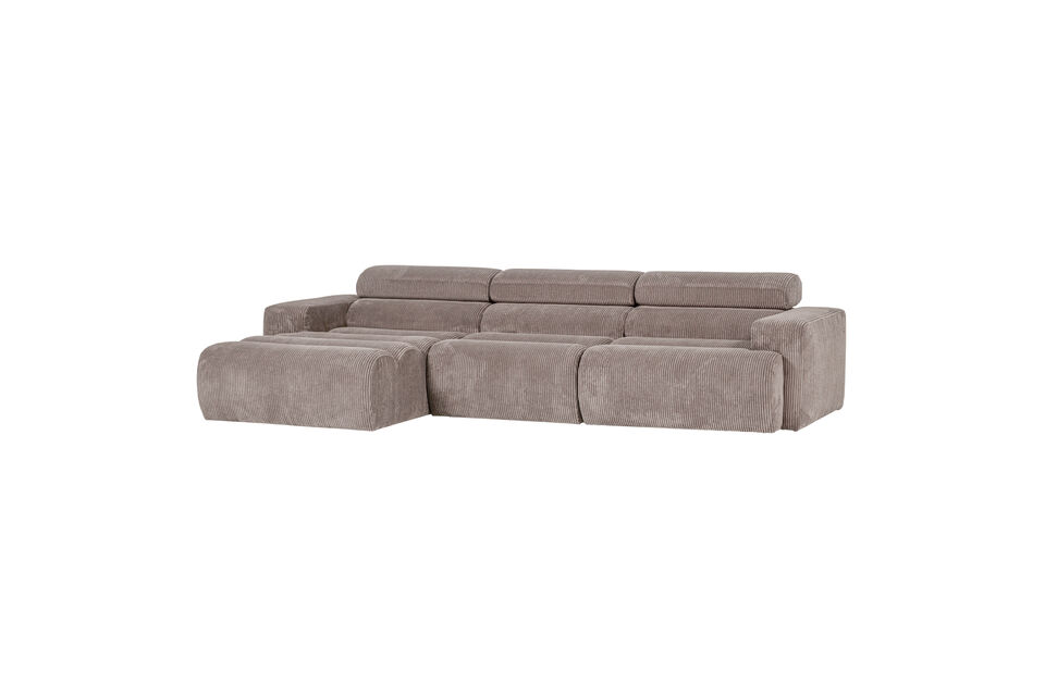 Chaise longue sofa left rib fabric sand Novi Woood