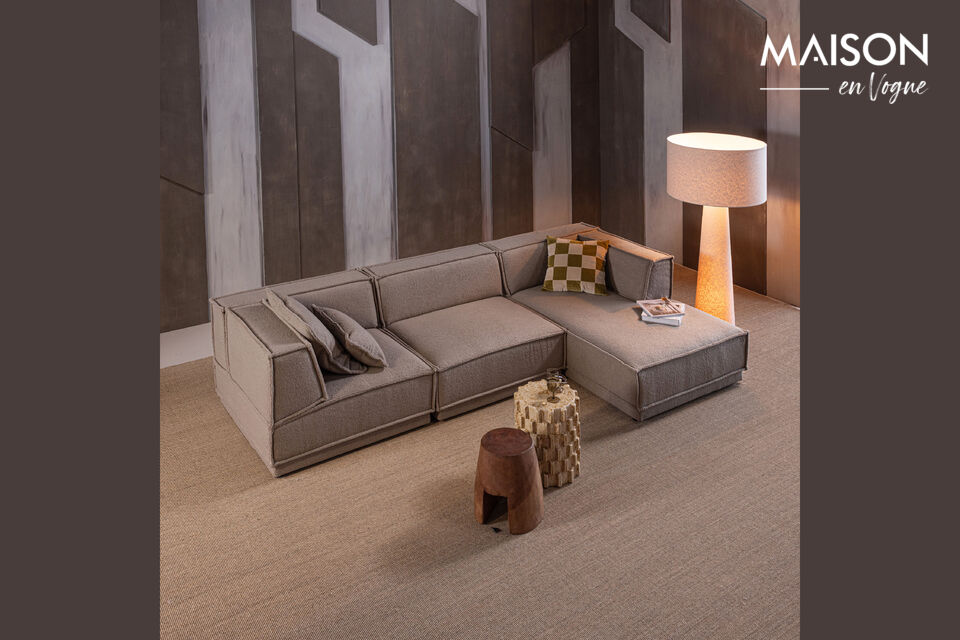 Unique coarse piping Luxurious chenille fabric Spacious chaise longue sofa Part of the Manu series