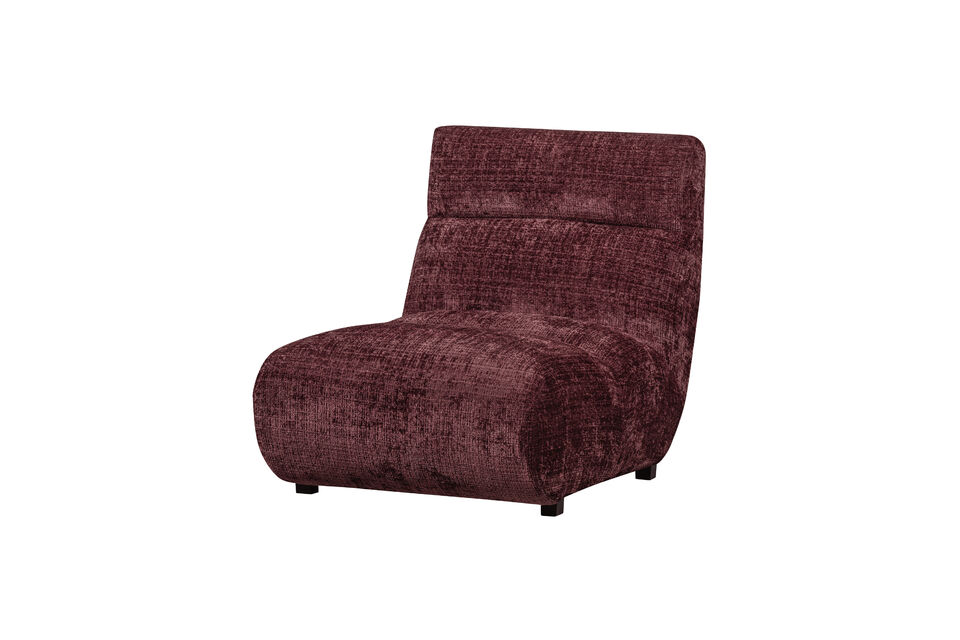 Chenille Armchair Aubergine Observe Woood