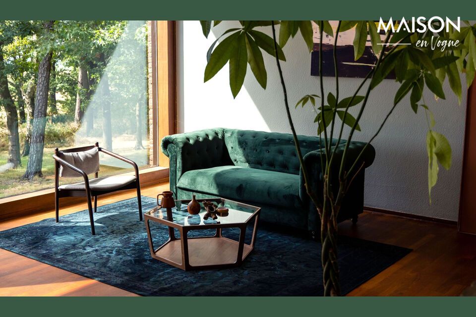 In its place, Chester sports a soft, luminous dark green velvet