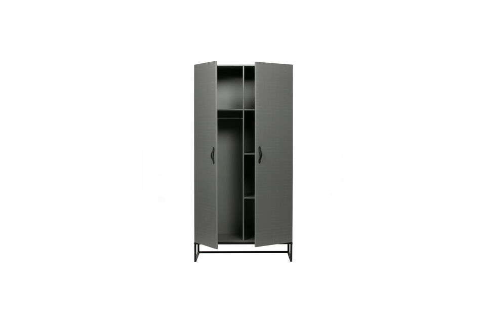 The melamine interior provides a wide top shelf