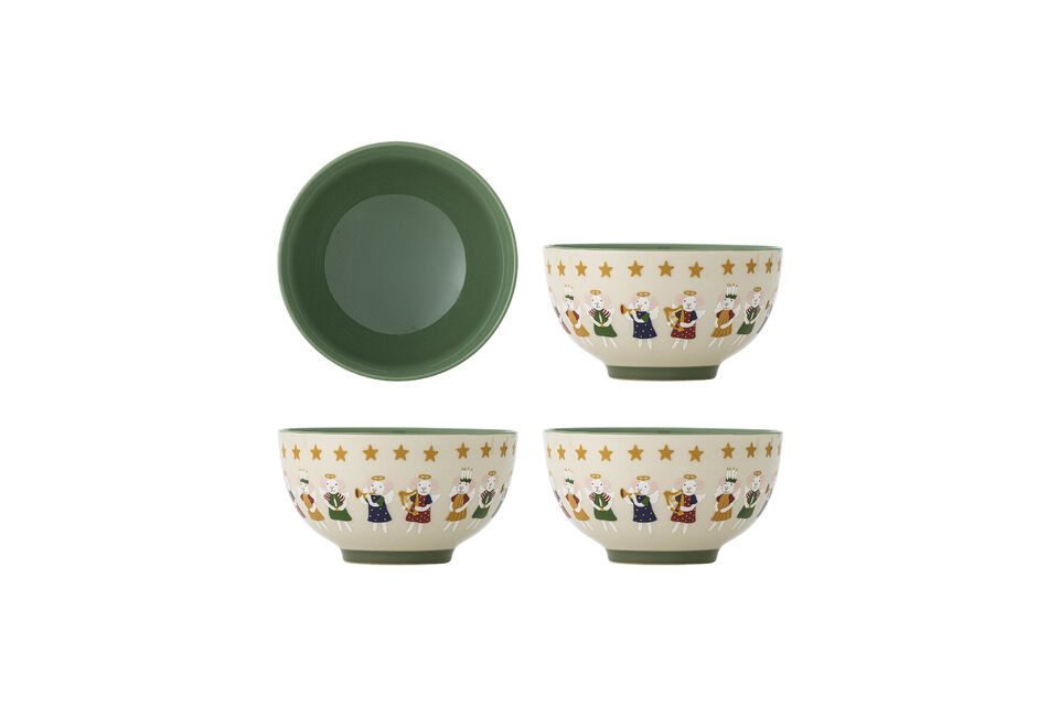 Christmas Bowl Set of 4 Nature Stoneware Peo Bloomingville