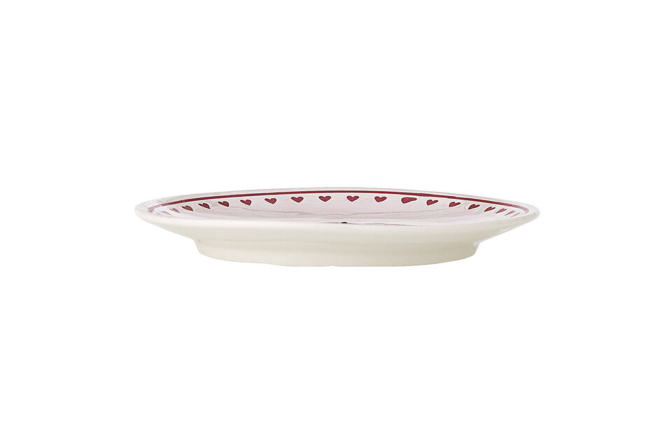 The Binna Plate by Bloomingville is a set of four stoneware plates in rose with a handpainted