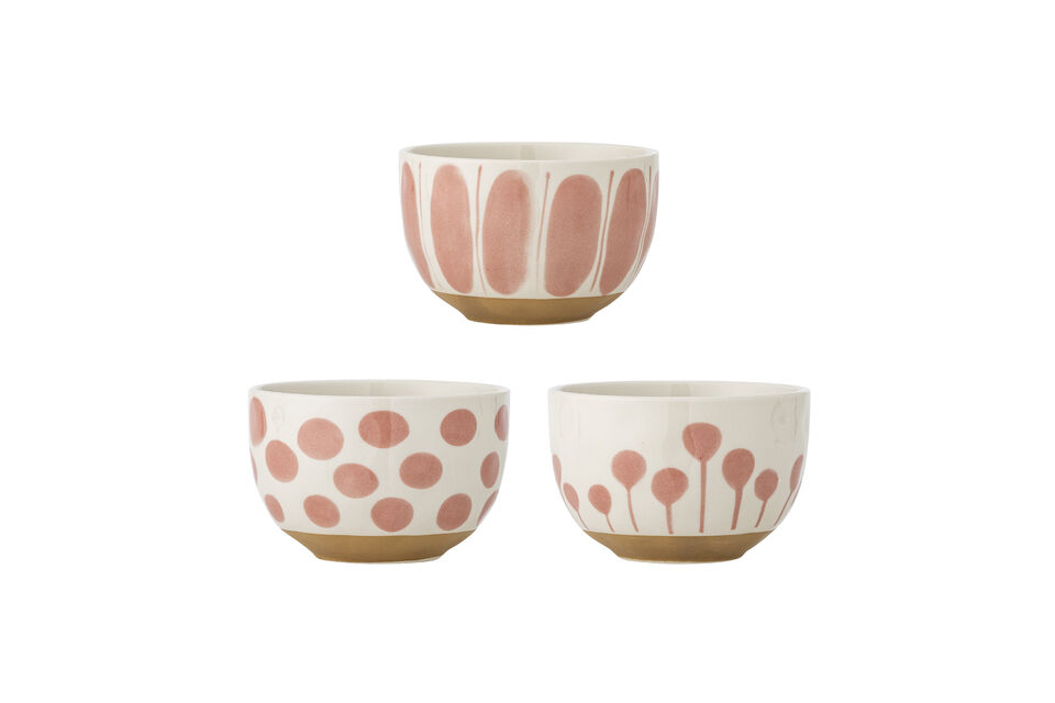 Ciotola Set di 3 in gres rosa Linora Marche