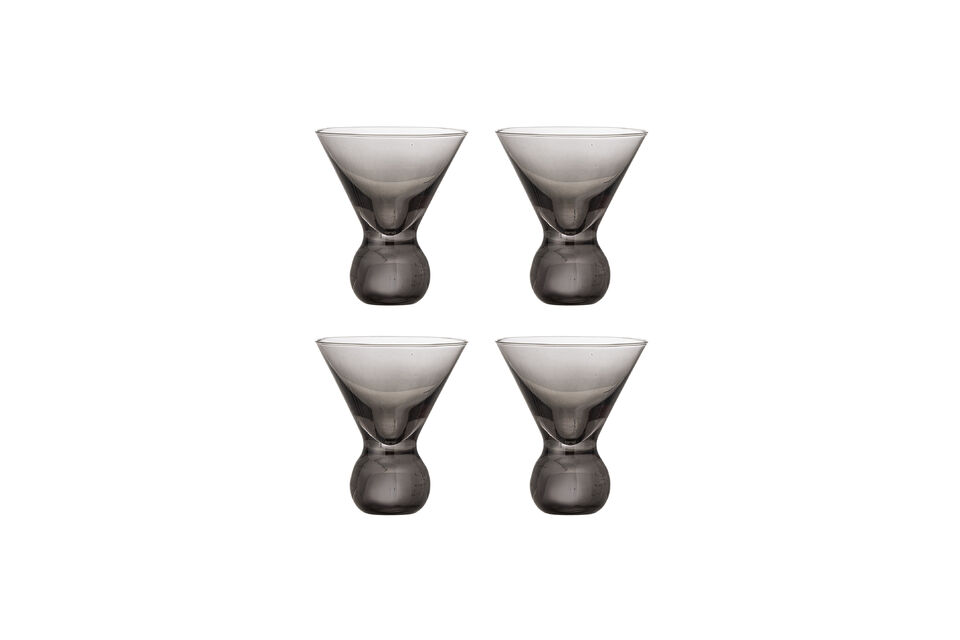 Cocktail Glass Set of 4 Grey Glass Corliss Bloomingville