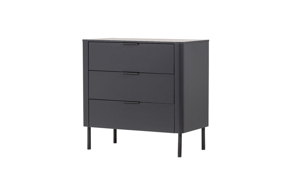 Commode 3 tiroirs en pin noir mat GUNNAR Woood