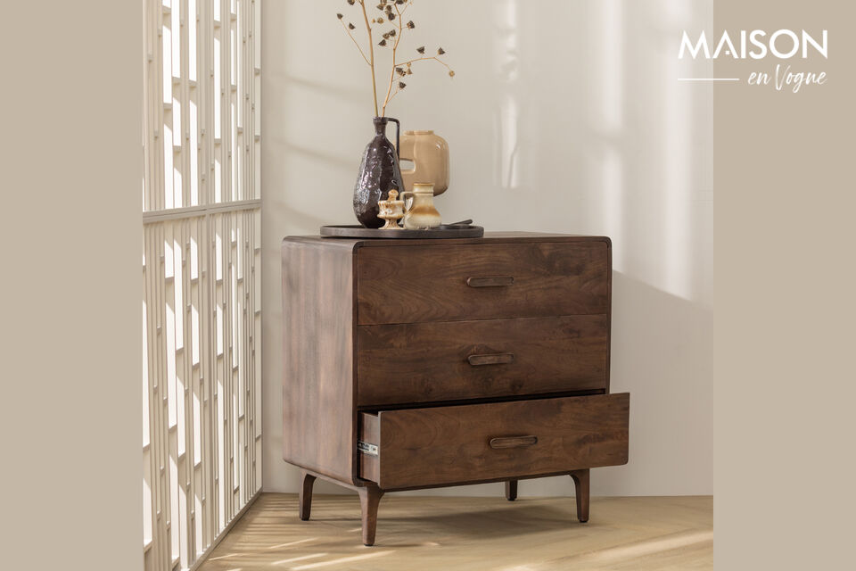 Aspect luxueux Fabriquée en bois de manguier Poignées ludiques et raffinées H 90 cm x L 90 cm x