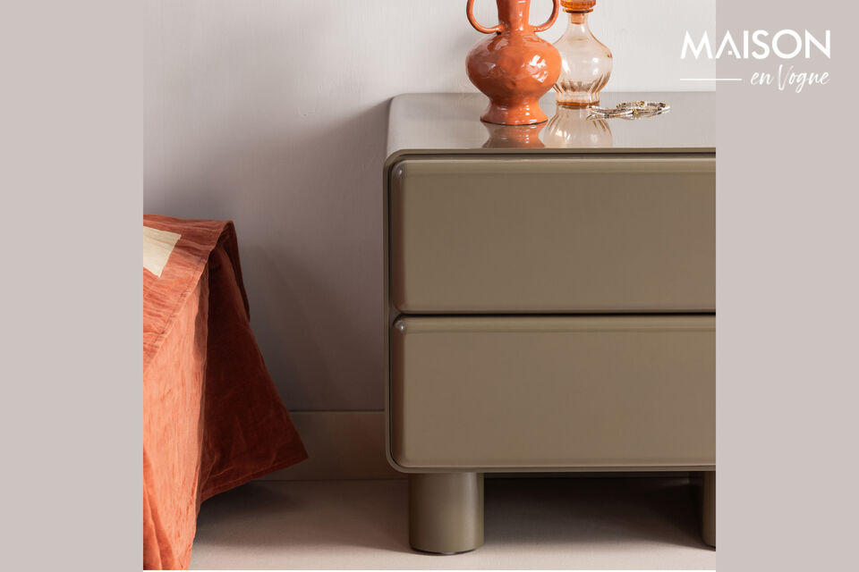 Design accueillant avec coins arrondis MDF avec finition haute brillance Format compact Accent de