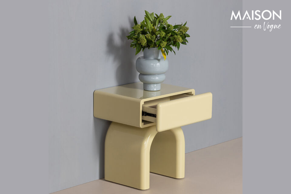 Colore giallo pallido e fresco MDF robusto con finitura lucida Formato compatto  La cassettiera