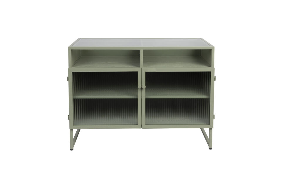 Cómoda de madera verde Herbe White Label