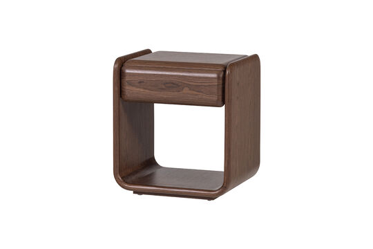 Cómoda/mesita de noche 1 cajón chapa de madera marrón Elura Clipped