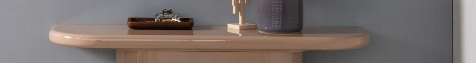 Mise en avant matière Console 120 cm bois rose clair brillant NOCTA