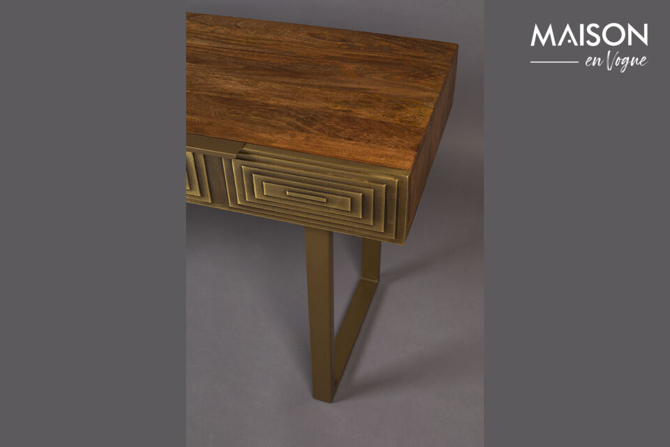 Console en bois de manguier et métal doré Volan - 6