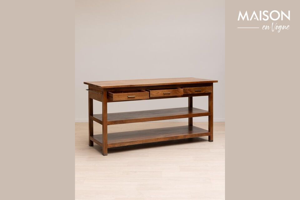 Sa longueur généreuse de 180 cm offre un espace de rangement et une surface d\'exposition ample