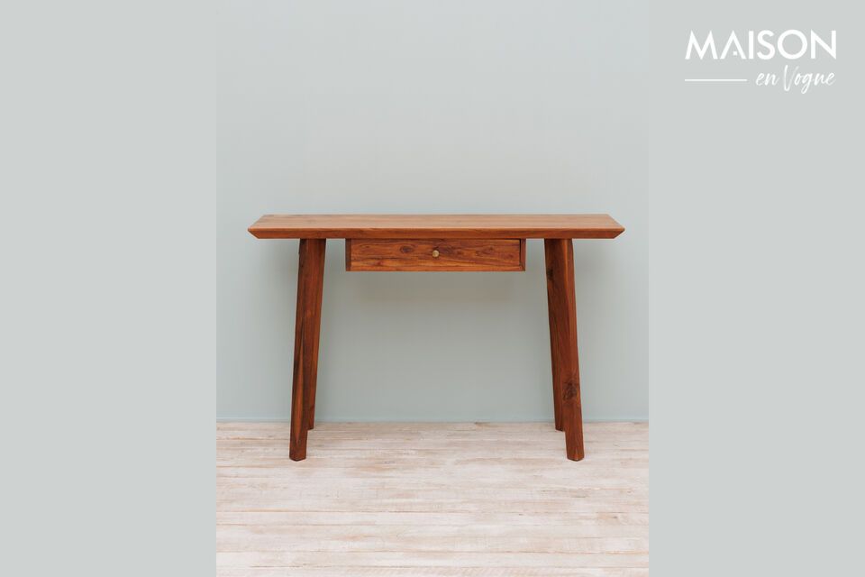 Discover the timeless elegance of our brown acacia console table