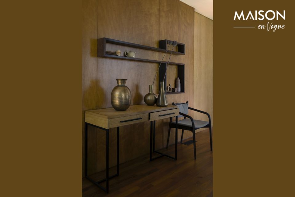 Console table 120 cm in oak and black metal Class - 12