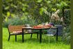Miniature Contemporary beige teak bench 2