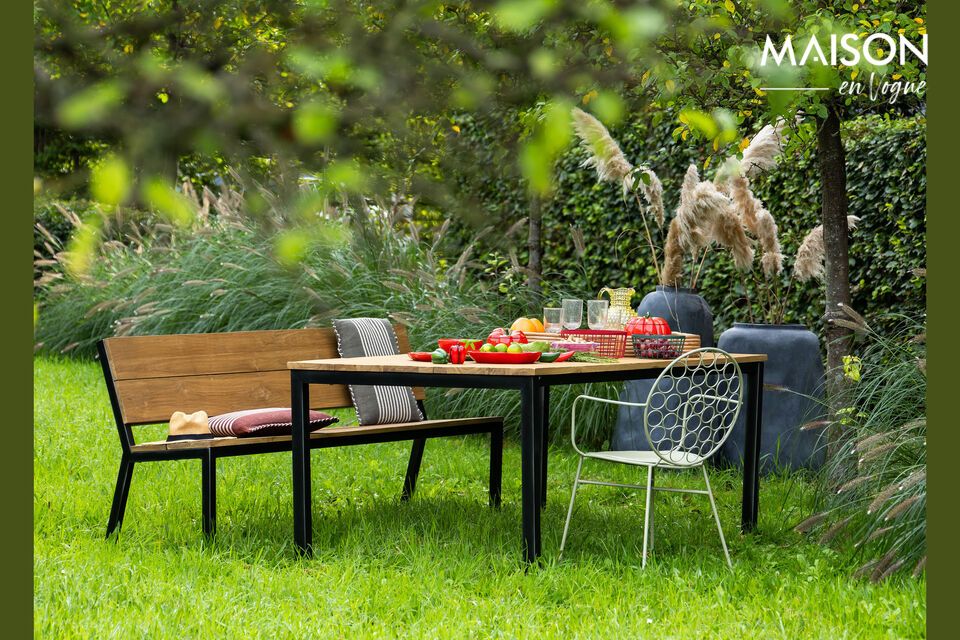 Elegance and functionality with our teak bench.