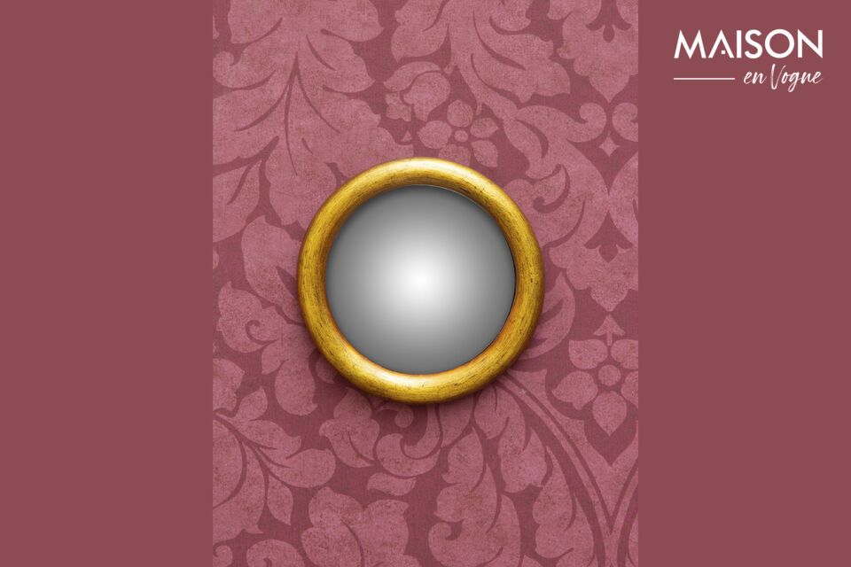 Convex mirror in curved gold resin Chehoma