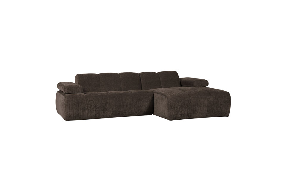 Corner sofa right brown rib fabric MOJO Woood