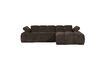 Miniature Corner sofa right brown rib fabric MOJO 3