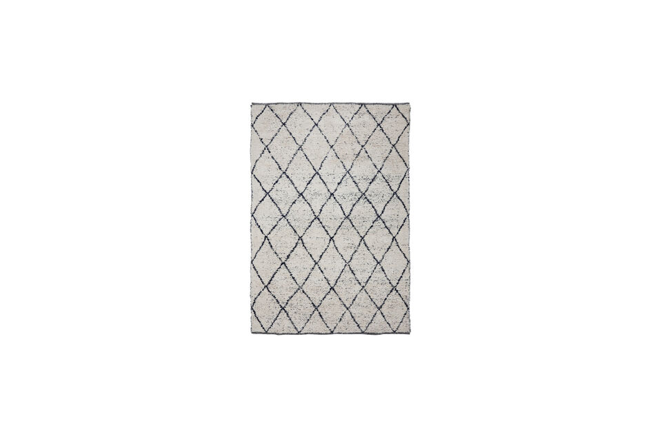 Featuring a serene graphical pattern in black and off-white
