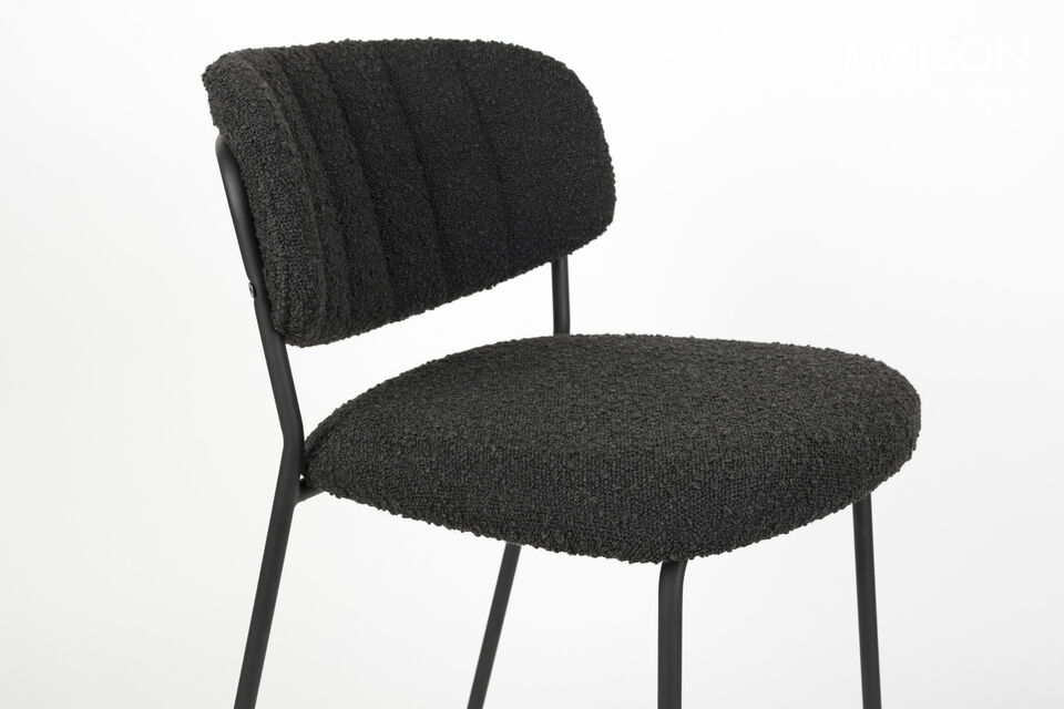Counter stool in black bouclé Jolien - 6