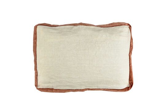 Coussin en lin blanc et cannelle Borders