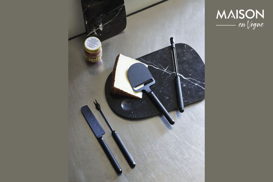Couteau à fromage en acier inox et céramique noir Pebble, objet design