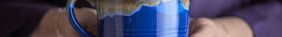 Material Details Cup set of 4 in blue stoneware Sheen
