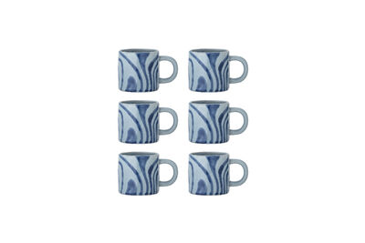 Cups set of 6 in blue stoneware Ninka