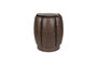 Miniature Dark brown leather pouf Donna Clipped