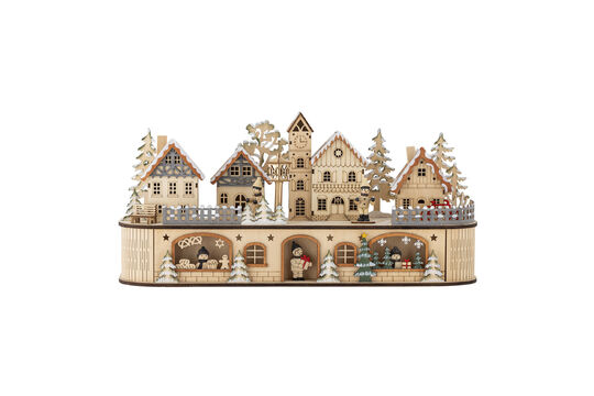 Decoración de Navidad con luz 45 cm de madera contrachapada natural Norwich