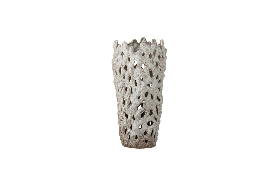 Decoratieve vaas H37 cm van wit steengoed Eunice - 4