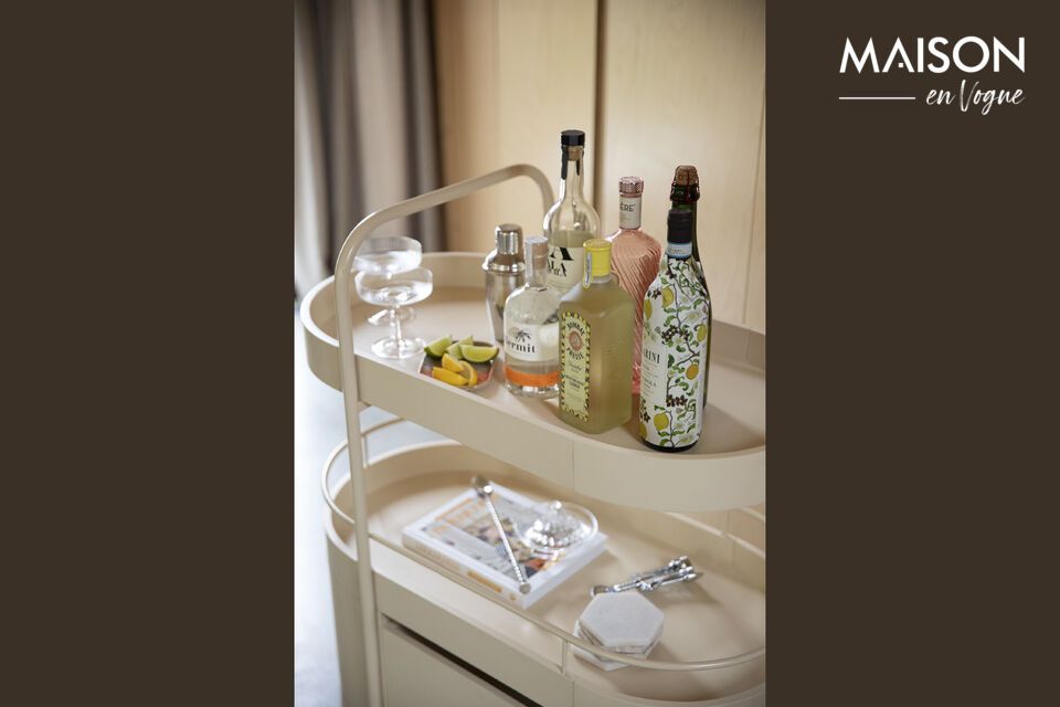 Desserte en acier beige Trolley - 1