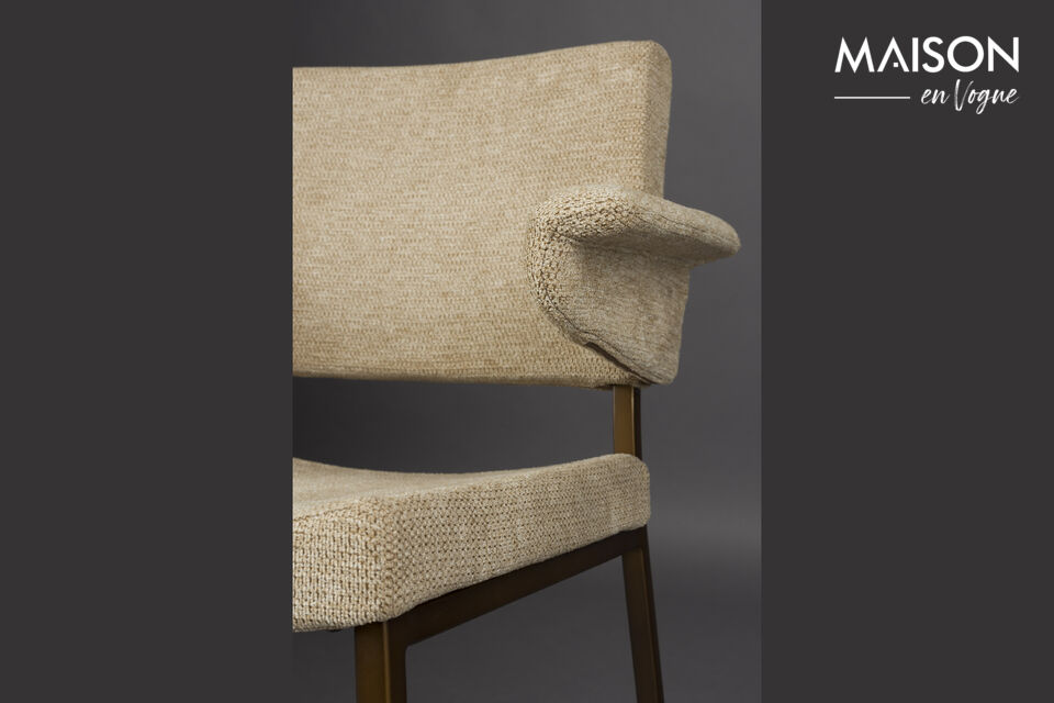 Dining armchair in beige fabric Portland - 8
